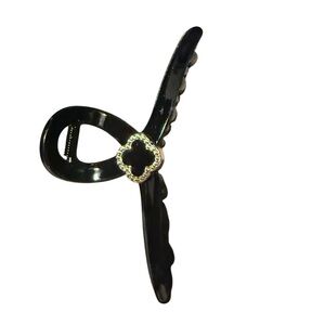 Clover Hair Clip with Rhinestone Accent 3 in package